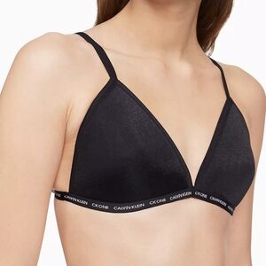 Calvin Klein CK One Glisten Lightly Lined Triangle Bralette XS Black QF6524
